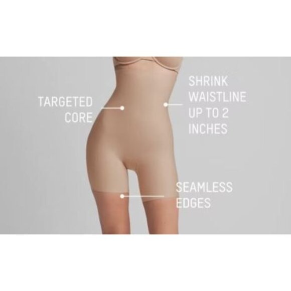 NWT SKIMS BODY HIGH-WAISTED MID THIGH SHORT CLAY S - Picture 2 of 3